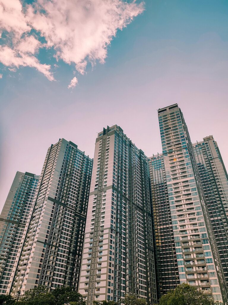 apartment, architecture, building, business, city, city landscape, contemporary, downtown, finance, glass items, high, modern, office, horizon line